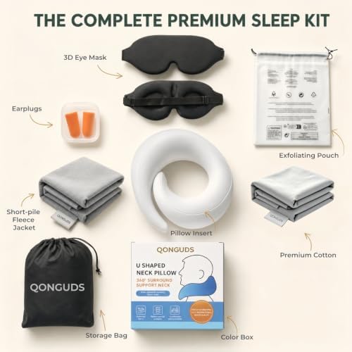 Memory Foam Travel Pillow for Airplanes, 360° Ergonomic Neck Support Pillow - Image 2