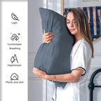 Suatien Mulberry Silk Pillow Cases 2 Pack King Size, Space Grey - Image 3
