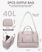 Weekender Bags for Women Travel Bag - Duffle Bag with Shoe Compartment Carry on Overnight Bag for Women Hospital Bags for Labor and Delivery 2Pcs Set Nude Pink - Image 4