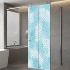 Window Privacy Film Frosted, Blue Botanical Static Cling Door Window Covering, Summer Palm Leaves Foliage Tropical UV Blocking Windows Film for Office, Hotel, Bedroom, 29.5 x 78.7 Inches - Image 5