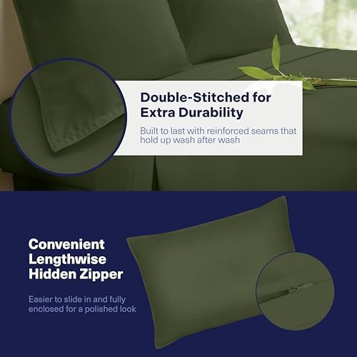 Kickoff Viscose Bamboo Sheets Twin XL Size 3-pc 100% Organic Bamboo Viscose Bed Cooling Sheets Twin XL Size Set Cool Bedding for hot Sleepers Sheet Set - Gift Ready Packaging (Green, TXL) - Image 6