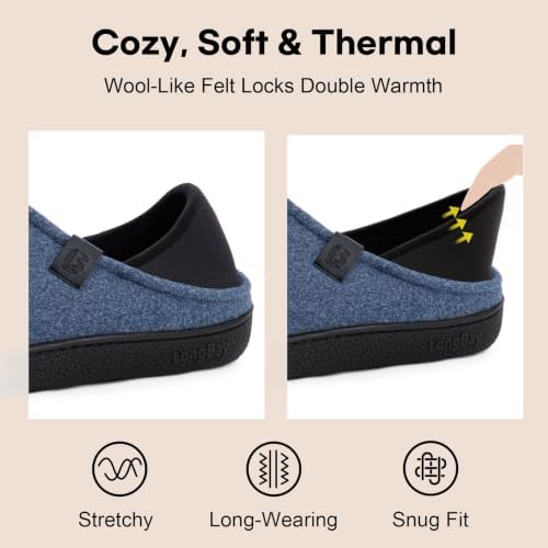 LongBay Mens Slippers with Removable Insole Gifts House Shoes for Indoor - Image 4