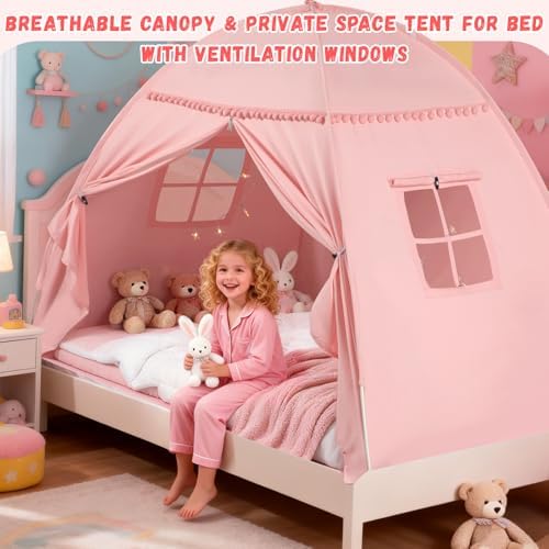 Full Size Kids Play Tent, Indoor Privacy Canopy Teepee for Boys & Girls, Portable Dark Room Sleeping Tent for Bedroom Floor Camping - Image 4