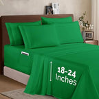 Elegant Comfort 1500 Premium Quality 6-Piece Bed Sheet Set - 18-24 Inch Extra Deep Pocket, Smart Storage Pockets, Wrinkle Free Ultra Soft 6PC Extra Deep Pocket Sheets, King, Emerald Green - Image 2