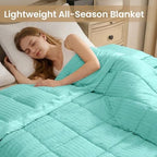 downluxe Down Alternative Blanket for Bed, Satin Trim, Queen, Mint Green - Image 5