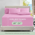 Elegant Comfort Luxury Soft 4-Piece 1500 Premium Hotel Quality Bed Sheet Set with Extra Deep Pockets 18-24 Inch, Wrinkle Free, Storage Pockets, Extra Deep Pocket 4PC Sheets, Twin XL, Light Pink - Image 4