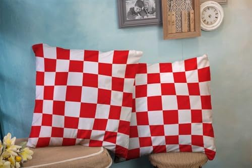 EMMTEEY Red White Gingham Checkered Pillow Covers 24x24 Set of 2 - Image 3
