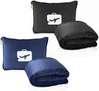 EverSnug Travel Blanket and Pillow Value Pack – Premium Soft & Lightweight | 2 in 1 Compact Blanket for Airplane, Car, Kids and Women | Color Includes Black & Navy Blue by EverSnug