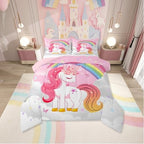 Erosebridal Unicorn Girls Bedding Set King | Kids Rainbow Unicorn Comforter Set Kawaii Cute Reversible Stars Butterfly Quilt Comforter Teens Children Adults Cartoon Room Decor All Season,3 Pcs by Erosebridal