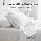 500TC 100% Cotton Pillow Protectors with Zipper Standard Size 6 Pack - Image 2