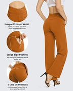 G4Free EverGoing Wide Leg Yoga Pants for Women Crossover Waist with Pockets - Image 4