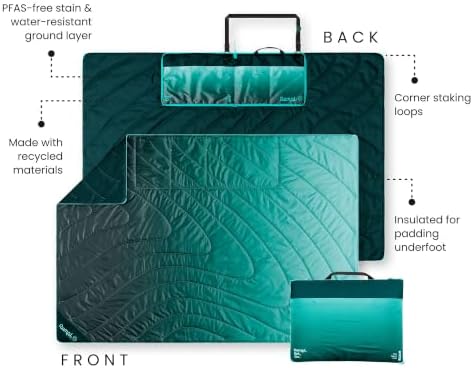 Rumpl Stash Mat Packable Picnic Blanket and Tote Bag, Jade Fade - Image 4