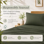 TOSMO Luxury Pillow Case Set of 2 - Cooling Viscose Derived from Bamboo, Oeko-TEX, Breathabl Silky Soft Pillow Cases with Envelope Closure (King / 20x40, Olive) - Image 3