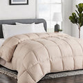 COHOME Quilted Queen Size Comforter - All-Season Down Alternative Duvet Insert - Luxury Hotel Winter Warm Beige Comforter with Anti-Clump Tech & 8 Tabs- Reversible 88"x88" by COHOME