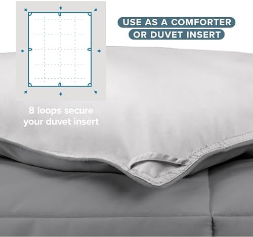 Bare Home Reversible Comforter (Twin/Twin XL, Grey/Light Grey) - Image 6
