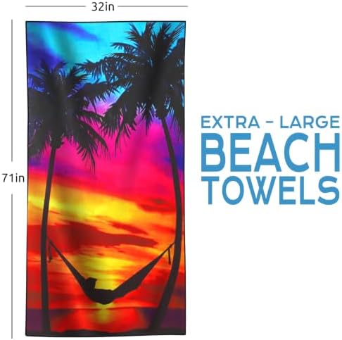 Genovega 2 Packs Microfiber Oversized Lightweight Thin Beach Towel Sandproof Compact Quick Dry Clearance Towels Extra Large Sand Free Travel Essentials Accessories Women Gift Neon Palm Sunset - Image 6