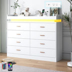 jiteentarou 8 Drawer Dresser with Charging Station and LED Lights, Modern Chest of Drawers with Power Outlet, Organizer Cabinet for Bedroom, Living Room, White by jiteentarou