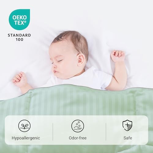 ZPECC Toddler Down Alternative Comforter, 39" x 47", Green Stripe - Image 4