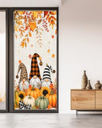 Window Privacy Film Frosted, Thanksgiving Non-Adhesive Static Cling Window Tint, Gnomes Pumpkin Sunflower Maple Leaves Linen Insulated Windows Frosted Films for Living Room, 35.4 x 78.7 Inches - Image 5