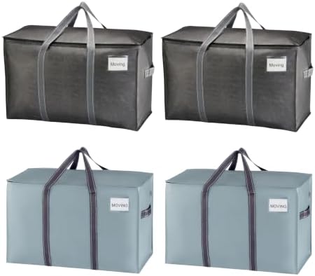 VENO 4 Pack Moving Bags (2 Black Heavy Duty Moving Bags + 2 Sky Blue Bags) by Veno