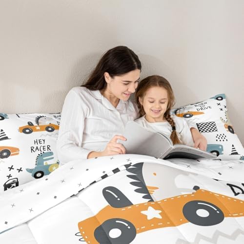 Feelyou Cartton Car Kids Comforter Set Racing Sports Game Bedding Set Decor - Image 6