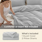 Bedsure Duvet Cover King Size, 3Pcs Double Brushed Bedding Set, Silver Grey - Image 3