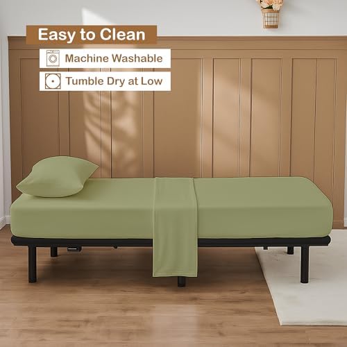 ARlinen 4 PCs Cot Sheets Sets 33" X 75", Egyptian Cotton Fitted Mattress Fits Upto 4"-8" Deep Perfect for Narrow Twin/RV Bunk/Guest Bed Replacement/Camping, Sage - Image 5