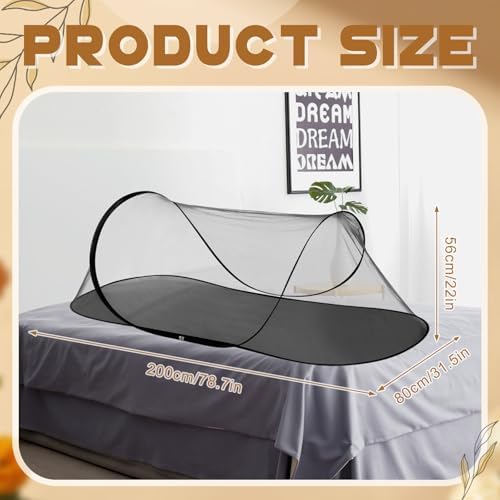1 Pcs Mosquito Netting for Camping Bed 78 * 31 * 22 Inch, Black - Image 2
