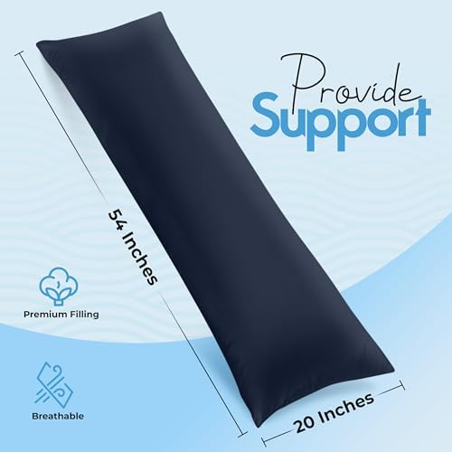 Utopia Bedding Full Body Pillow for Adults (Navy, 20 x 54 Inch), Long Pillow Insert for Sleeping, Ideal for Side Sleepers (Pack of 2) - Image 2