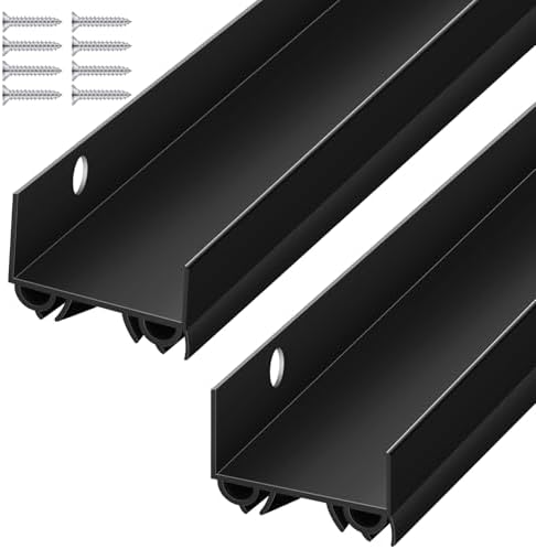 Lineshading 2 Sets U-Shaped Door Sweep 1 3/4" x 36", PVC Door Seal, Black by Lineshading