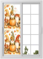 Window Privacy Film Frosted, Fall Pumpkins Reusable Static Cling Window Tints, Thanksgiving Autumn Gnomes Maple Leaves Heat Control Windows Films for Offices, Balcony, 29.5 x 118 Inches by Unknown