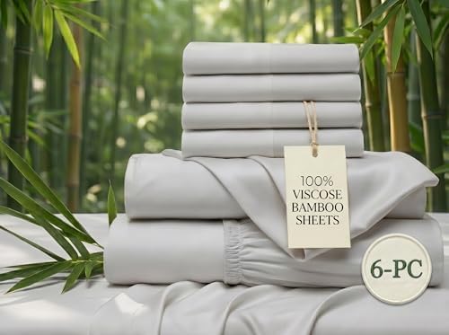 Bamboo Viscose King 6-PC Sheet 1000-TC 30" Extra Deep Pocket - Silver Gray by Unknown