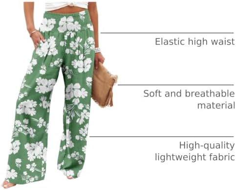 Angerella Womens Elastic High Waisted Palazzo Pants Casual Wide Leg Long Lounge Pant Trousers with Pocket - Image 4