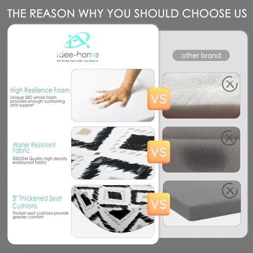idee-home Outdoor Chair Cushions Set of 2, 17" x 17" D-Shaped - Image 3