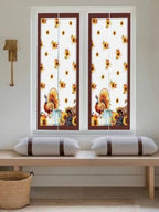 Window Privacy Film Frosted, Thanksgiving Fall Reusable Static Cling Window Tints, Turkey Sunflowers Pumpkin Brown Striped Heat Control Windows Films for Offices, Balcony, 29.5 x 118 Inches - Image 5