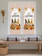 Window Privacy Film Frosted, Thanksgiving Reusable Static Cling Window Tints, Fall Gnomes Pumpkin Maple Flowers Plaid Heat Control Windows Films for Offices, Balcony, 29.5 x 118 Inches - Image 5