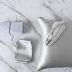 DISANGNI Silk Indulgence Set: Premium 22 Momme Mulberry Silk Pillowcase & Eye Mask Duo for Hair and Skin Rejuvenation(1pc King Size 20" x36", Light Grey) by DISANGNI