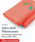 King Standard Pillow Cases - 6 Pack Pillowcase Covers - 20" x 36" (Coral) - Image 2