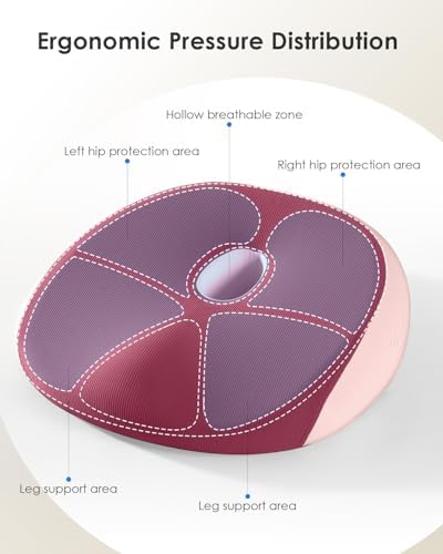 FLORICH Seat Cushion, Memory Foam Cushion for Office Chair, Ergonomic Office Seat Chair Cushion for Relieving Sciatica, Soft & Breathable Car Seat Cushion - Pink - Image 5