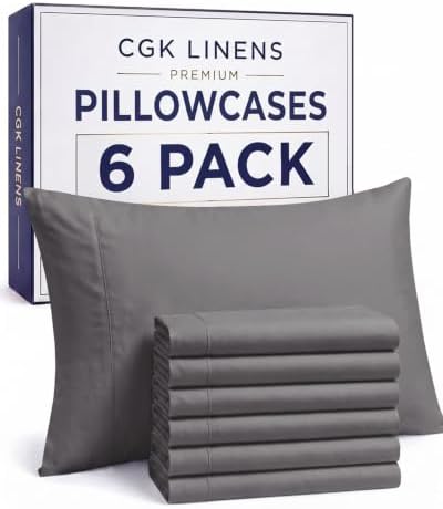 Queen Pillow Cases - 6 Pack Soft Pillowcase Covers - 20" x 30" (Dark Grey) by CGKUnlimited