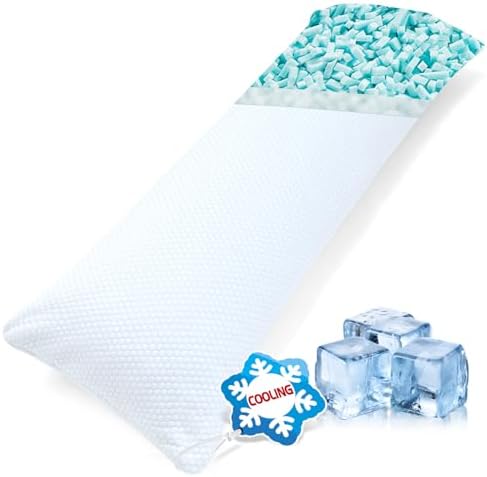 1 MIDDLE ONE Cooling Body Pillow, Memory Foam Body Pillows for Adults Sleeping, Long Pillow for Bed, Big Large Body Pillow for Side Sleeper, 20x54 Inch (White Blue Hex) by 1MIDDLEONE