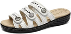 Women's Comfort Leather Slides Lightweight Flat Sandals Cute Slip On Casual Walking Slippers - Image 2