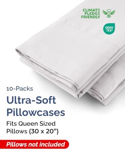 Queen Pillow Cases - 10 Pack Pillowcase Covers - 20" x 30" (French Grey) - Image 2