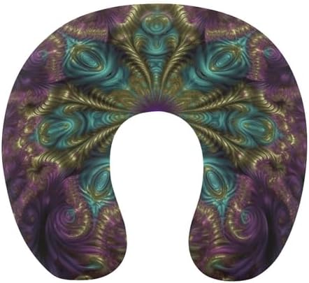 U Shape Travel Pillow Fractal Art Portable Neck Pillows Memory Foam Head and Neck Support Headrest Pillow for Airplane Sleeping by Unknown