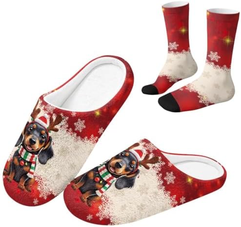 House Slipper and Socks Set for Women Warm Comfy Fuzzy Slipper with Crew Socks Plush Fuzzy Slippers for Indoor by Baxinh