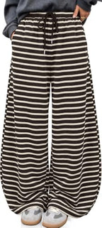 TARSE Women's Striped Barrel Pants Wide Leg Lounge Pants by TARSE