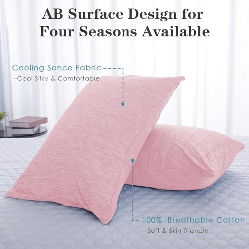 CHOSHOME Cooling Pillow Cases Zipper Pillow Covers Q-Max > 0.45 Zippered Pillowcases for Hot Sleepers, Soft, Breathable, Skin-Friendly, 4 Pack (Queen, 20"x30", Pink) - Image 4