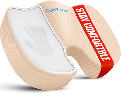 CushZone Memory Foam Seat Cushion for Office Car & Wheelchair, Khaiki by CushZone