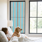 Window Privacy Film Frosted, Blue Brown Striped Static Cling Door Window Covering, Modern Farmhouse Vertical Stripes UV Blocking Windows Film for Office, Hotel, Bedroom, 29.5 x 78.7 Inches - Image 2
