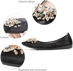 KUNWFNIX Women Ballet Flats Rhinestone Wedding Ballerina Shoes Foldable Sparkly Comfort Slip on Flat Shoes - Image 4